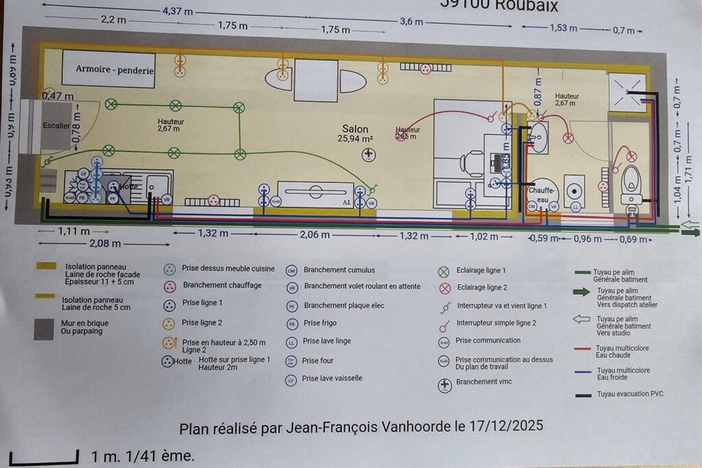 renovation générale du batiment sur lille dans le nord : électricité, pose de placoplatre, isolation