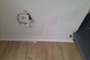 une prise électrique sur un placoplatre humide ce sont des risques électriques et un danger pour les personnes sans oublier le passage de la prise électrique au travers du placoplatre humide